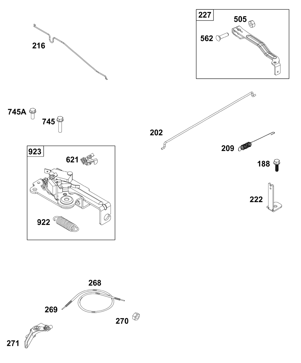 Controls Group Diagram and Parts List for 092J0B-0014-H5 020000 - 09Z999 Briggs and Stratton Engine
